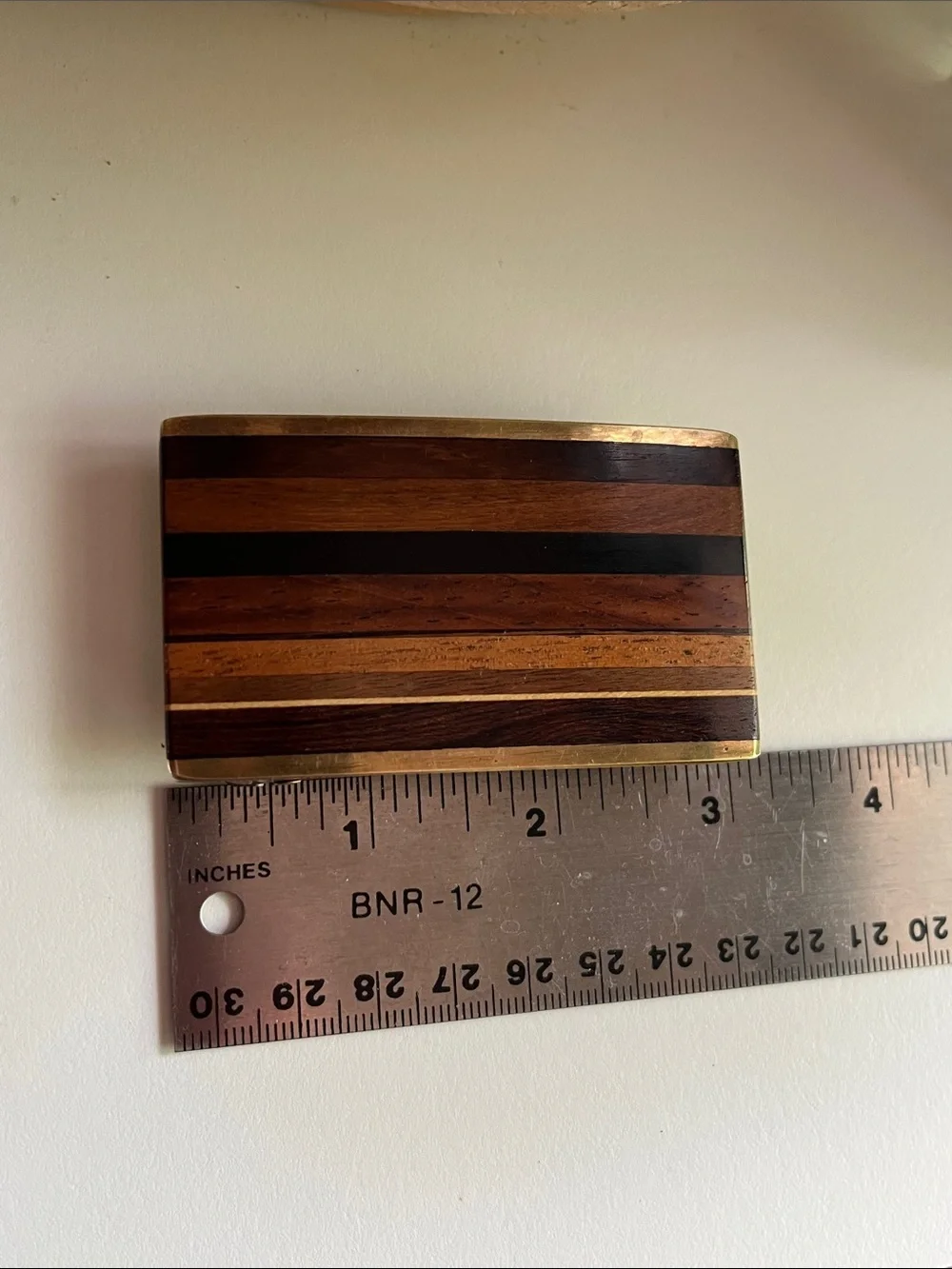 Vintage Kenneth Reid Albuquerque New Mexico Wood Brass Belt Buckle Southwestern